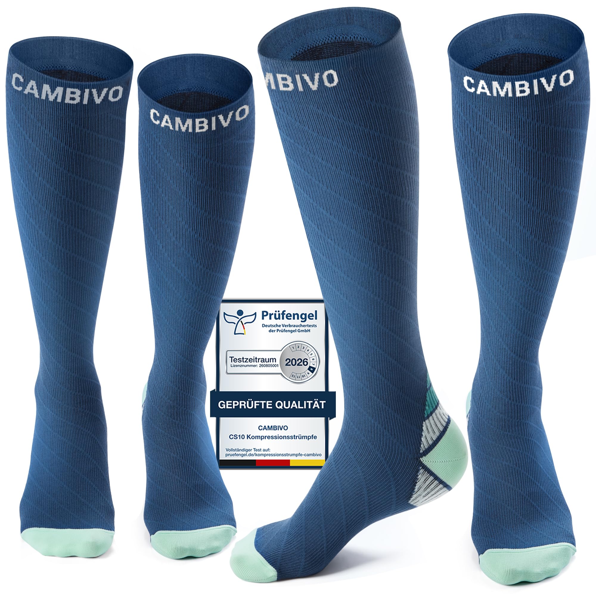 CAMBIVO Compression Stockings for Men and Women, 2 Pairs, Compression Socks, Sup