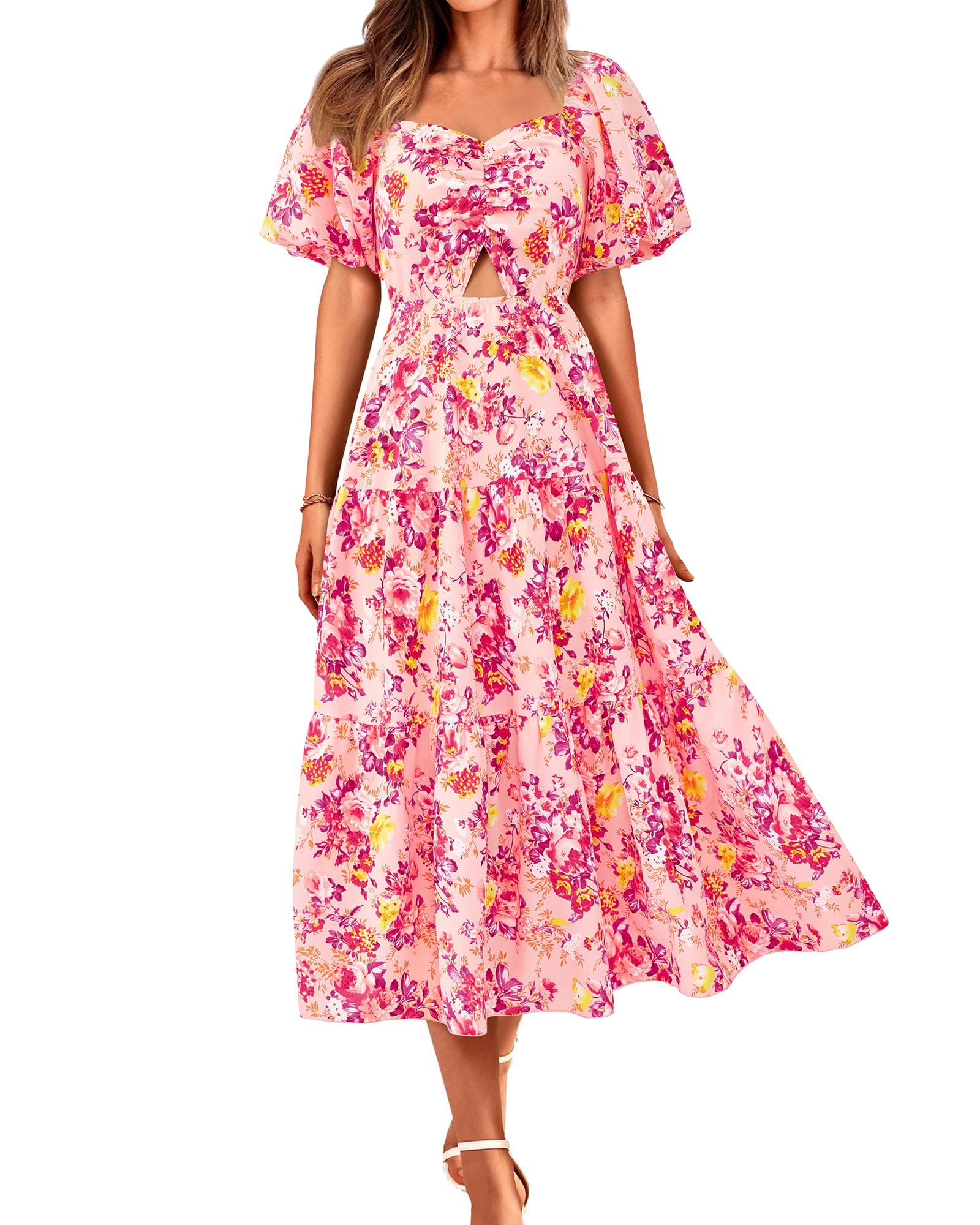 BTFBM Summer Dresses for Women 2026 Spring Outfits Beach Vacation Short Sleeve S