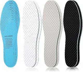 Sintege 3 Pairs Breathable Shoe Insoles Inserts,White, Black, Grey