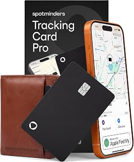 SPOTMINDERS Apple MFi Certified Wallet Tracker PRO Works with Apple Find My IP68 Rechargeable Tracking Card for Wallet Luggage Passport 0.07in Slim Credit Card Design Item Finder