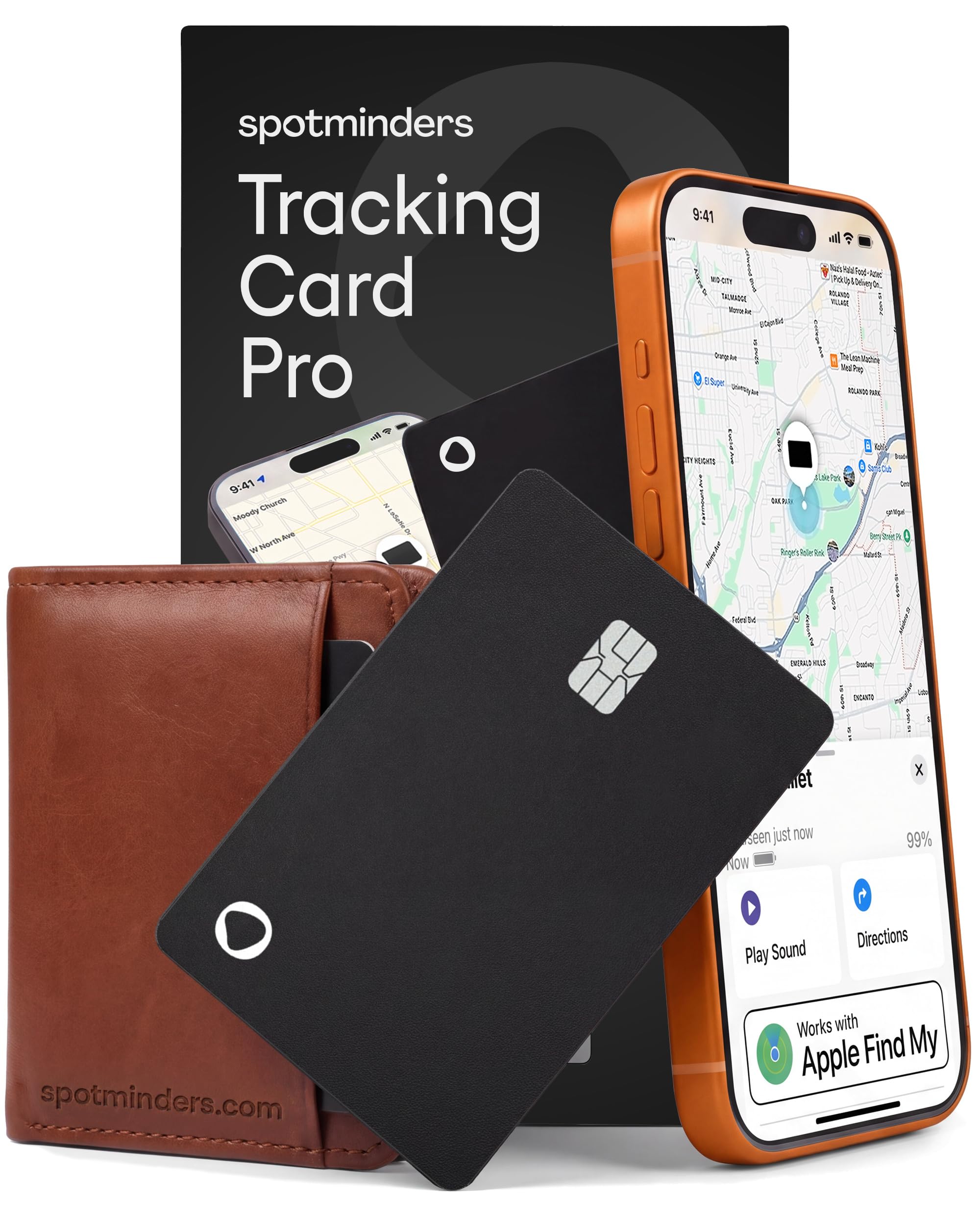 SPOTMINDERS Apple MFi Certified Wallet Tracker PRO Works with Apple Find My IP68