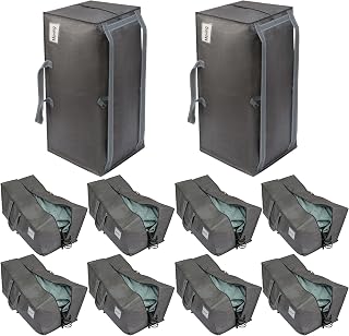 VENO Moving Bags w/Backpack Straps, Moving Supplies, Moving Boxes, College Packing Storage Boxes with Lids Alternative, Heavy Duty, Extra Large, Sturdy Handles, Zippers (Gray, 10 Pack)