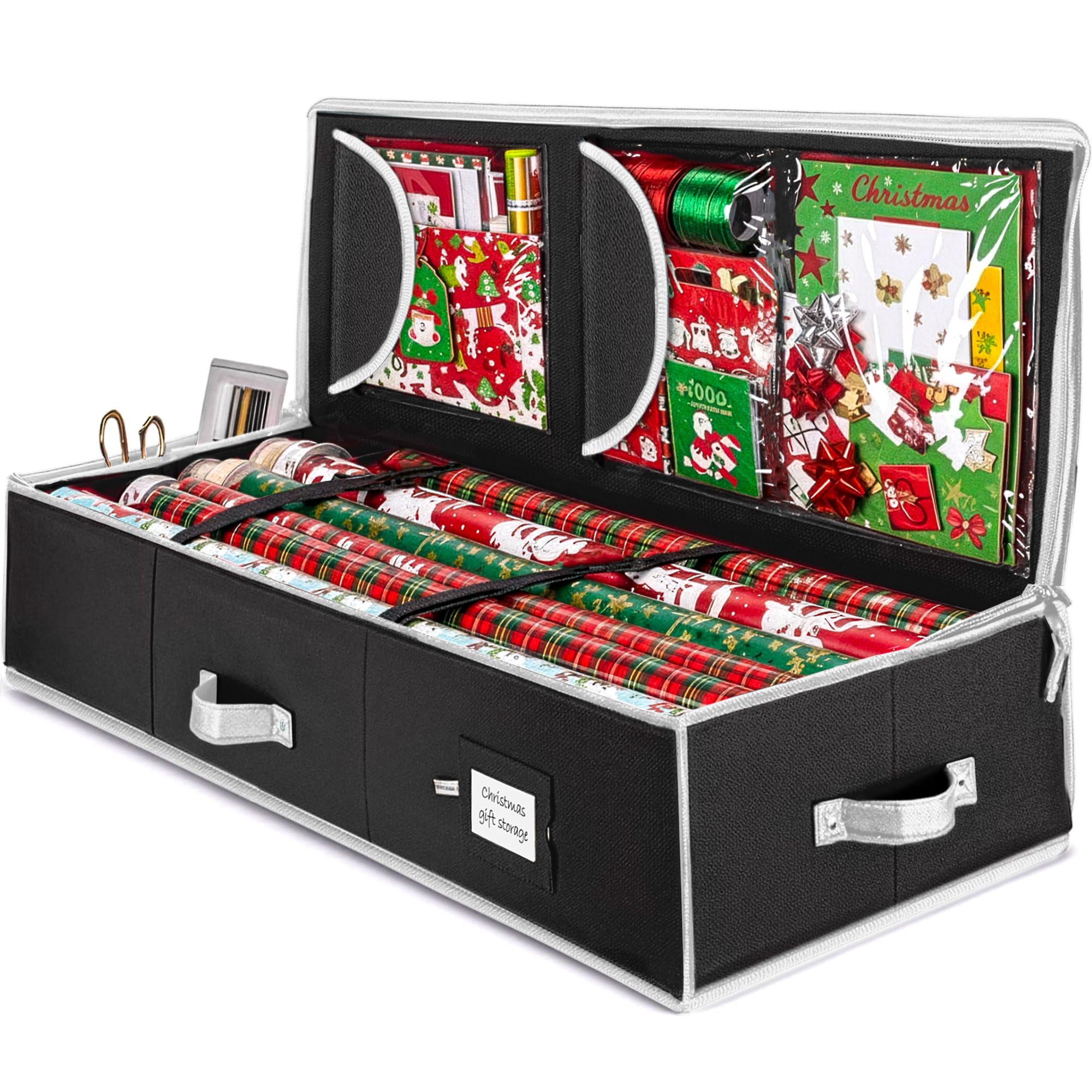 ZOBER Wrapping Paper Storage, Gift Wrapping Organizer Storage, Black/White | 600