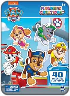 PAW Patrol - Magnetic Creations Tin - Dress Up Play Set - Includes 2 Sheets of Mix & Match Dress Up Magnets with Storage Tin. Great Travel Activity for Kids and Toddlers!