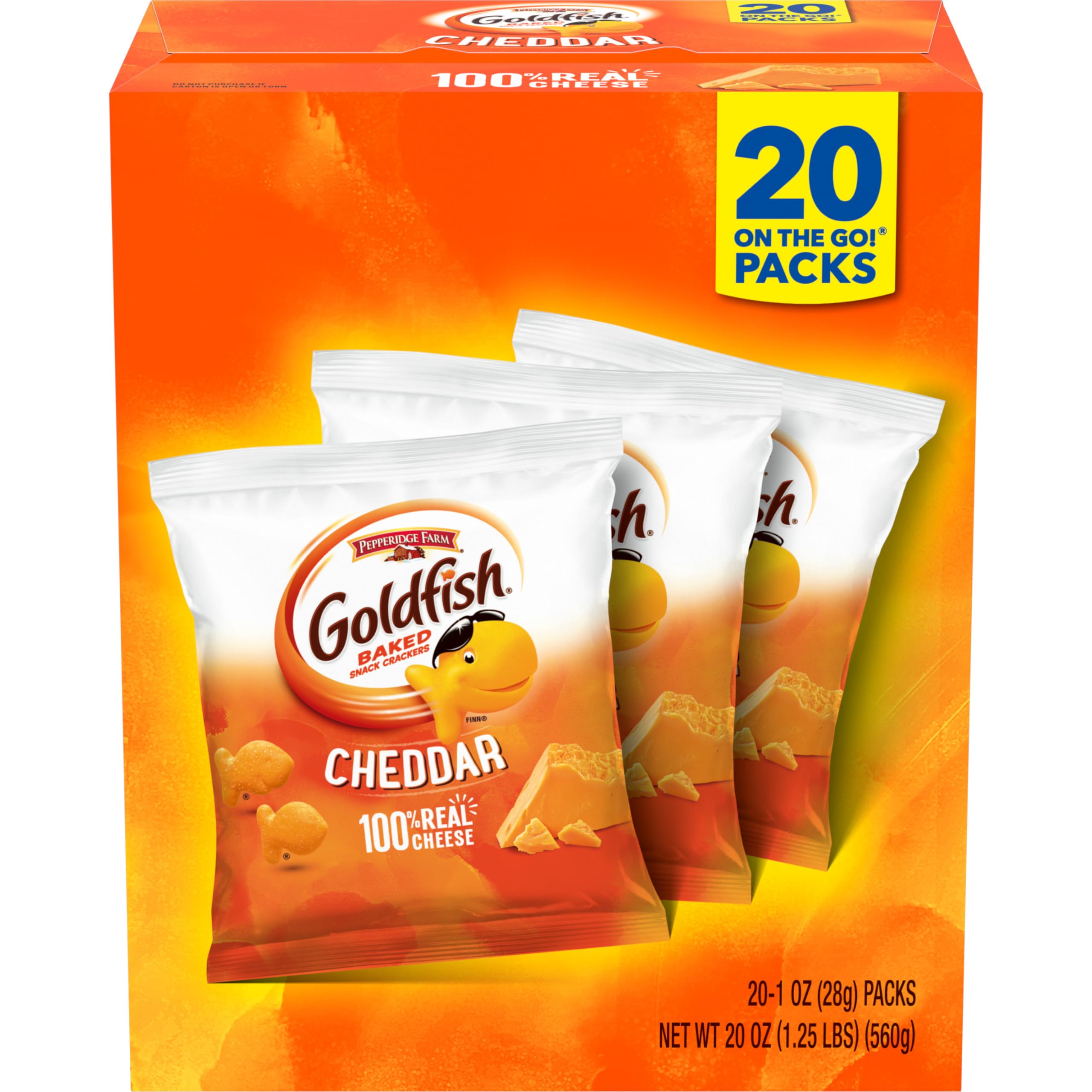 Goldfish Cheddar Cheese Crackers, Baked Snack Crackers, 1 oz On-the-Go Snack Pac