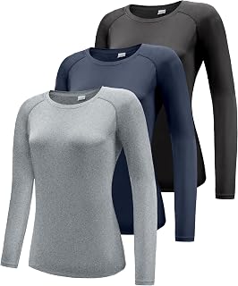 Boyzn Women's 3 Pack Short/Long Sleeve Workout Running Shirts, UPF 50+ Sun Protection Shirts, Athletic Exercise Gym T-Shirts