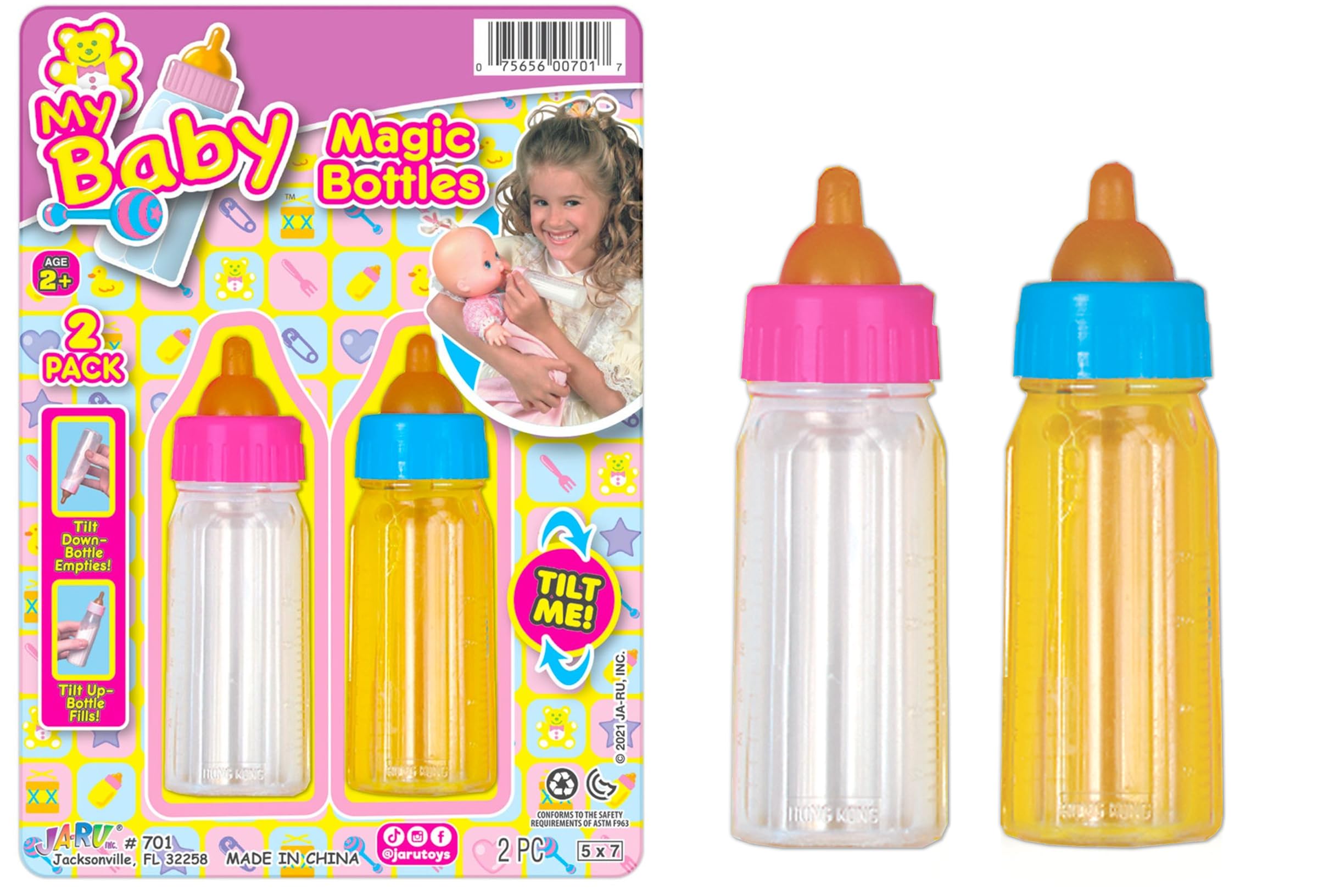 JA-RU Magic Baby Doll Bottles Accessories, Disappearing Milk & Juice 701-1 | Mag