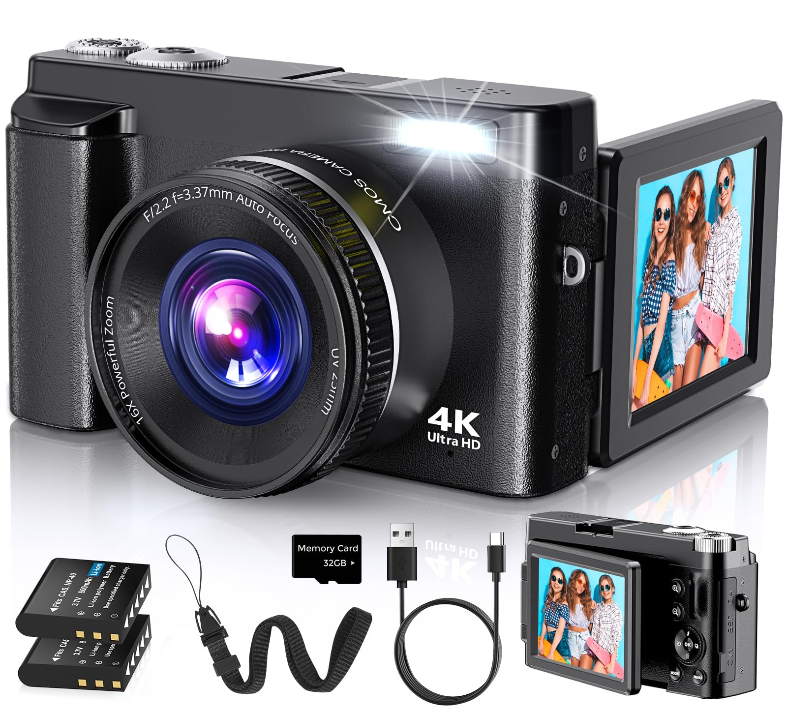 Duluvulu 4K Digital Camera for Photography Autofocus, 2026 Latest 48MP Vlogging 