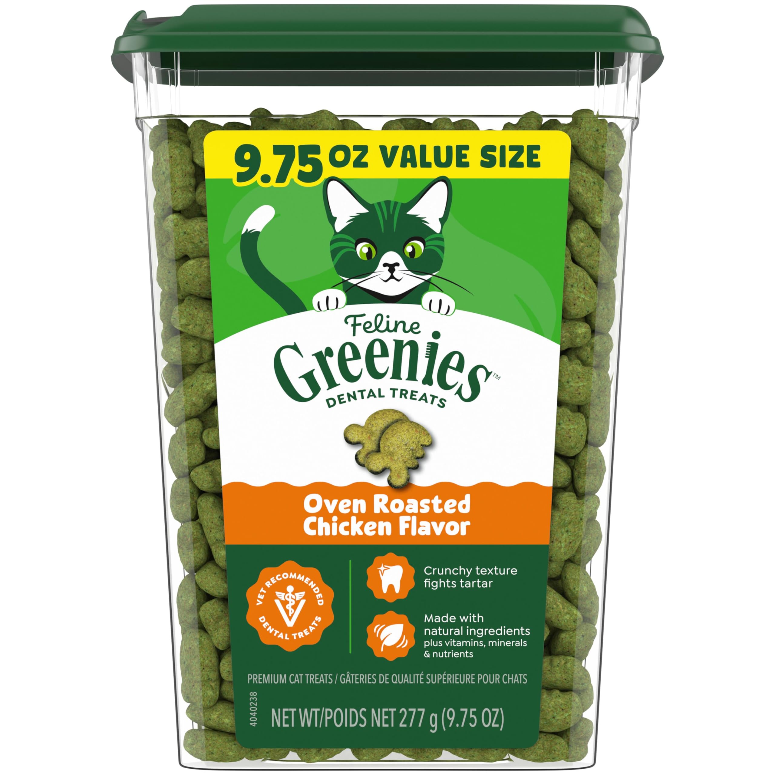Greenies Feline Natural Dental Cat Treats, Roasted Chicken Flavor, 9.75 oz | #1 