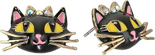 Betsey Johnson Cat Stud Earrings Pink Stud Earrings, One Size, Glass, glass