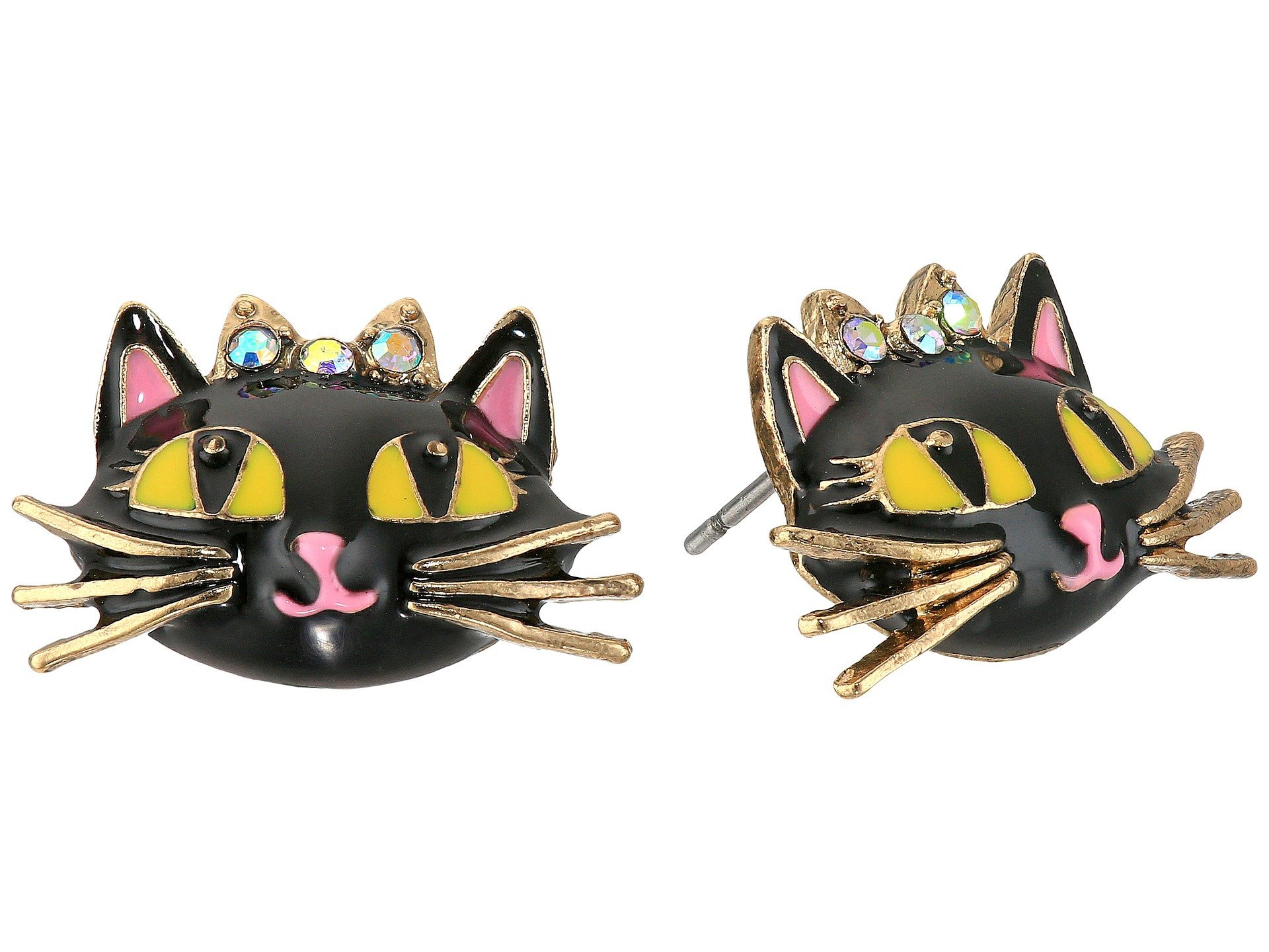 Betsey Johnson Cat Stud Earrings Pink Stud Earrings, One Size, Glass, glass