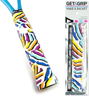 GET A GRIP - Custom Tennis Racket Grip Tape - Anti-Slip/Quick-Drying Tennis Overgrips - Precut Badminton Racket Grip with Finishing Tape - Squash Racket Grip Tapes