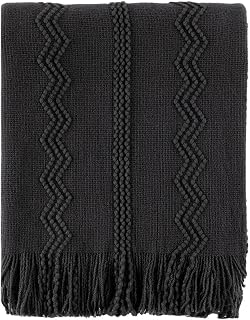 BATTILO HOME Black Throw Blanket Geometric Pattern Decorative Indoor Outdoor Lightweight Throws for Sofa Couch Chair Home Decor 50"x60"