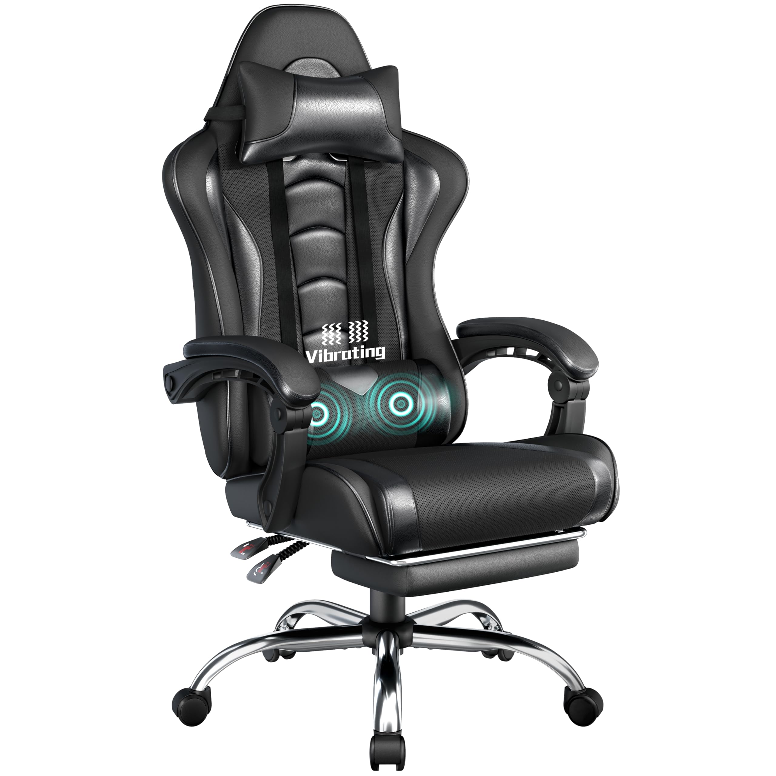 Yaheetech Ergonomic Gaming Chair Massage Reclining Backrest Black