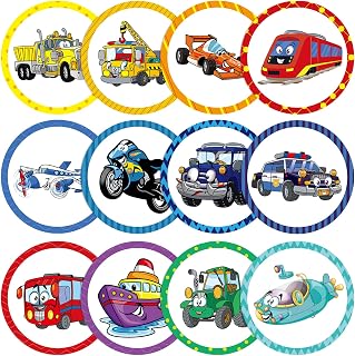 Eersida 120 Pcs Potty Targets for Boys Pee Training, Transportation Style | Flushable Toilet Stickers, Aiming Practice for Toddler Kids, Transportation Theme 12 Designs, Portable Travel Potty