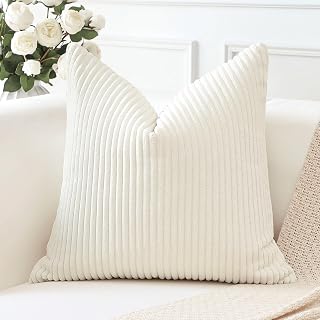 Cozy Corduroy Stripe Throw Pillow Covers Super Soft Decorative Square Throw Pillow Covers for Decorative Pillow Cases for Sofa Couch Bedroom