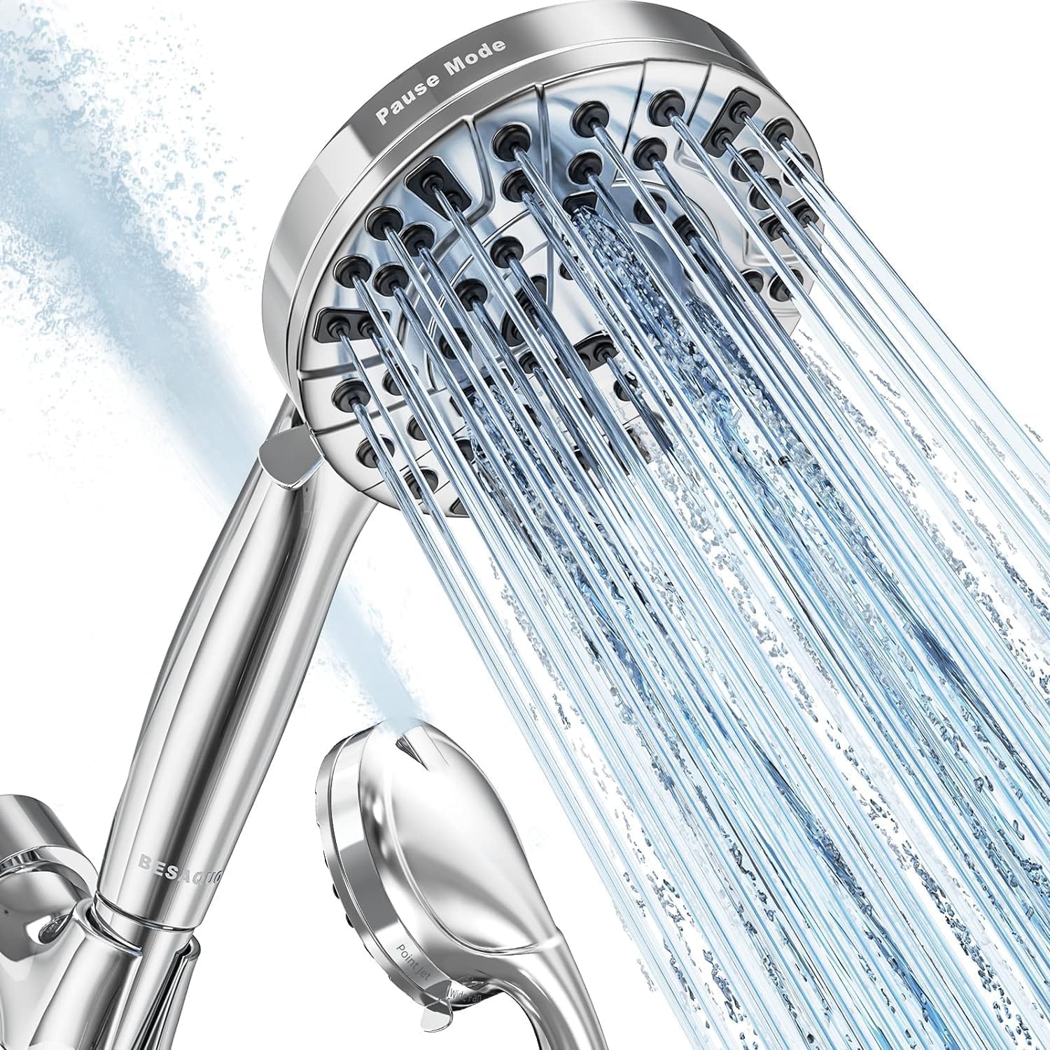 BESAQUO 9 Functions High Pressure Handheld Shower Head with Power Wash | Pause M