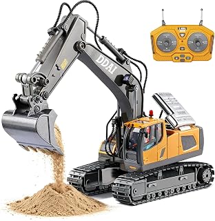 DDAI Remote Control Excavator Toys for 4 5+ Year Old Boys and Kids Best Gift Ideas for Age 6 7 8 9 10+ Year Old Boys Rechargeable RC Construction Excavators Digger Vehicles Engineering Toys