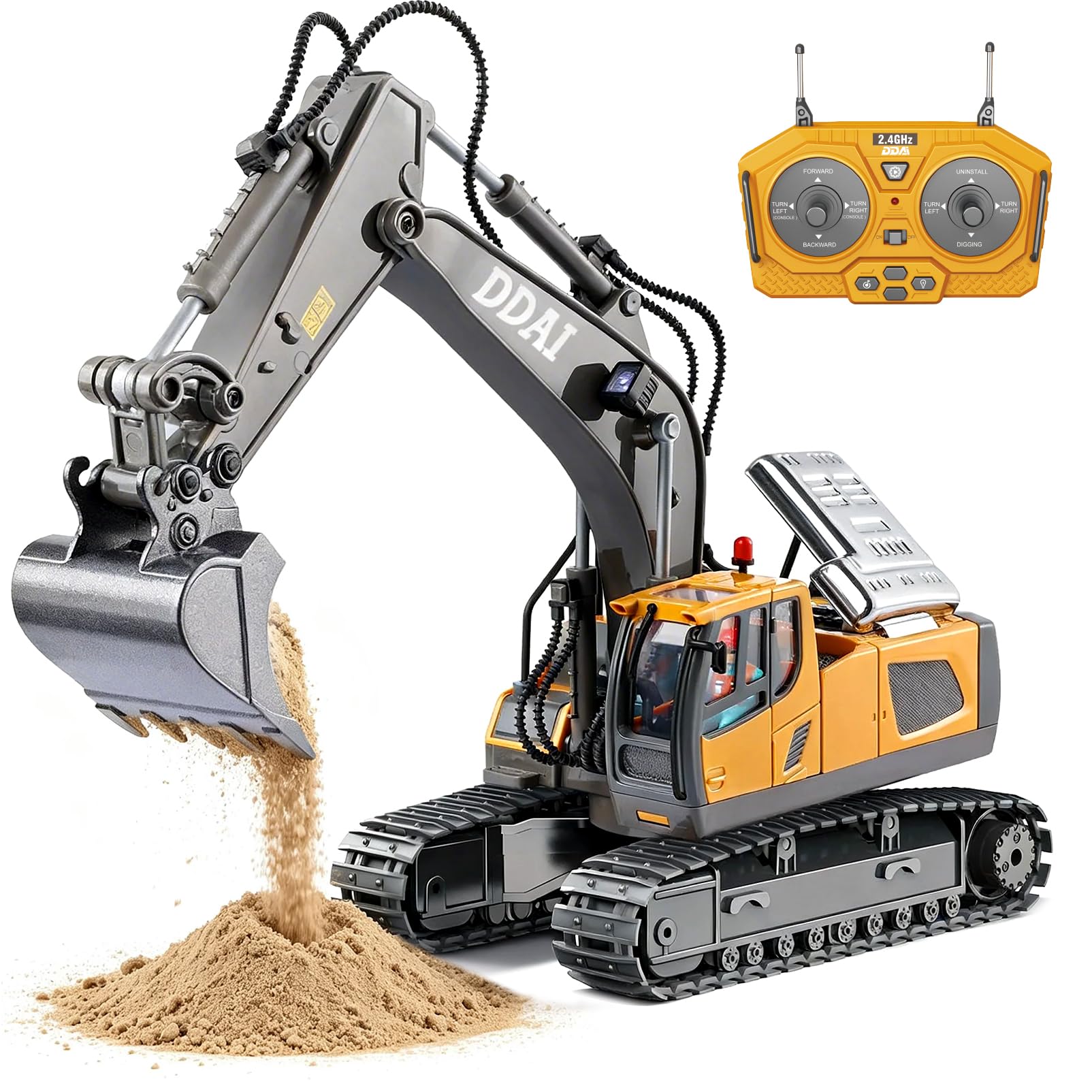 DDAI Remote Control Excavator Toys for 4 5+ Year Old Boys and Kids Best Gift Ide