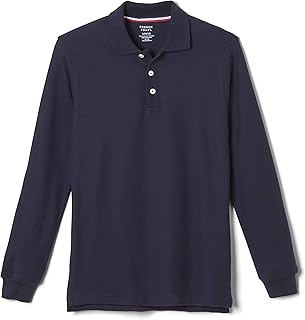 French Toast Boys' Pique Polo School Uniform Shirt with Long Sleeves for Boys and Girls,