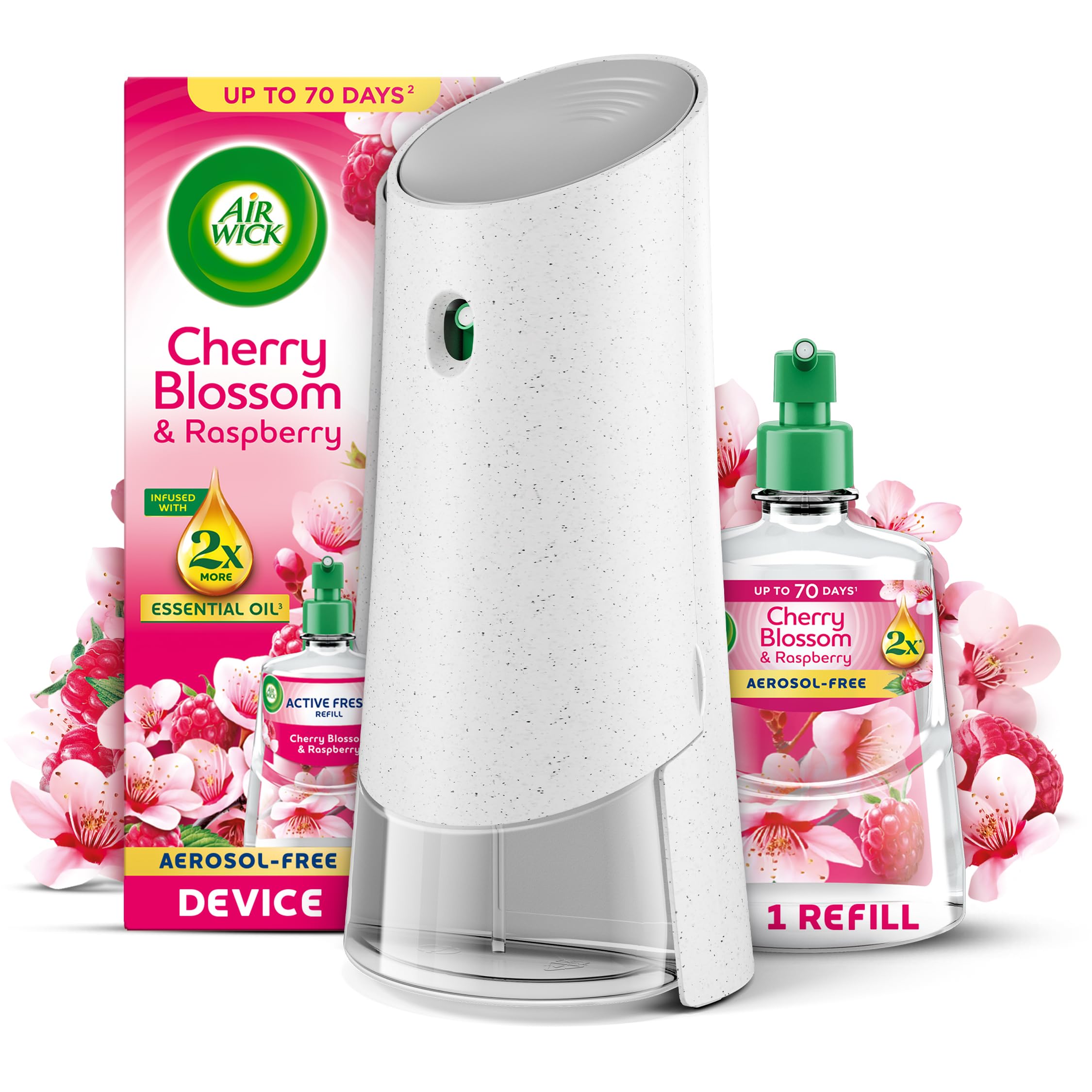 Air Wick Cherry Blossom & Raspberry Aerosol-Free Automatic Spray Kit, Lasts up t