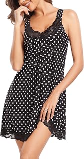 Lovasy Nighties for Women Soft Ladies Nightdresses Loose Chemise Night Dress with Lace