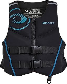Owntop Adult Life Jacket | Lightweight Neoprene Buoyancy Vest | Foldable Swimming Aid with Double Safety Belts | Swim Jacket for Boating, Kayaking, Fishing, Paddling