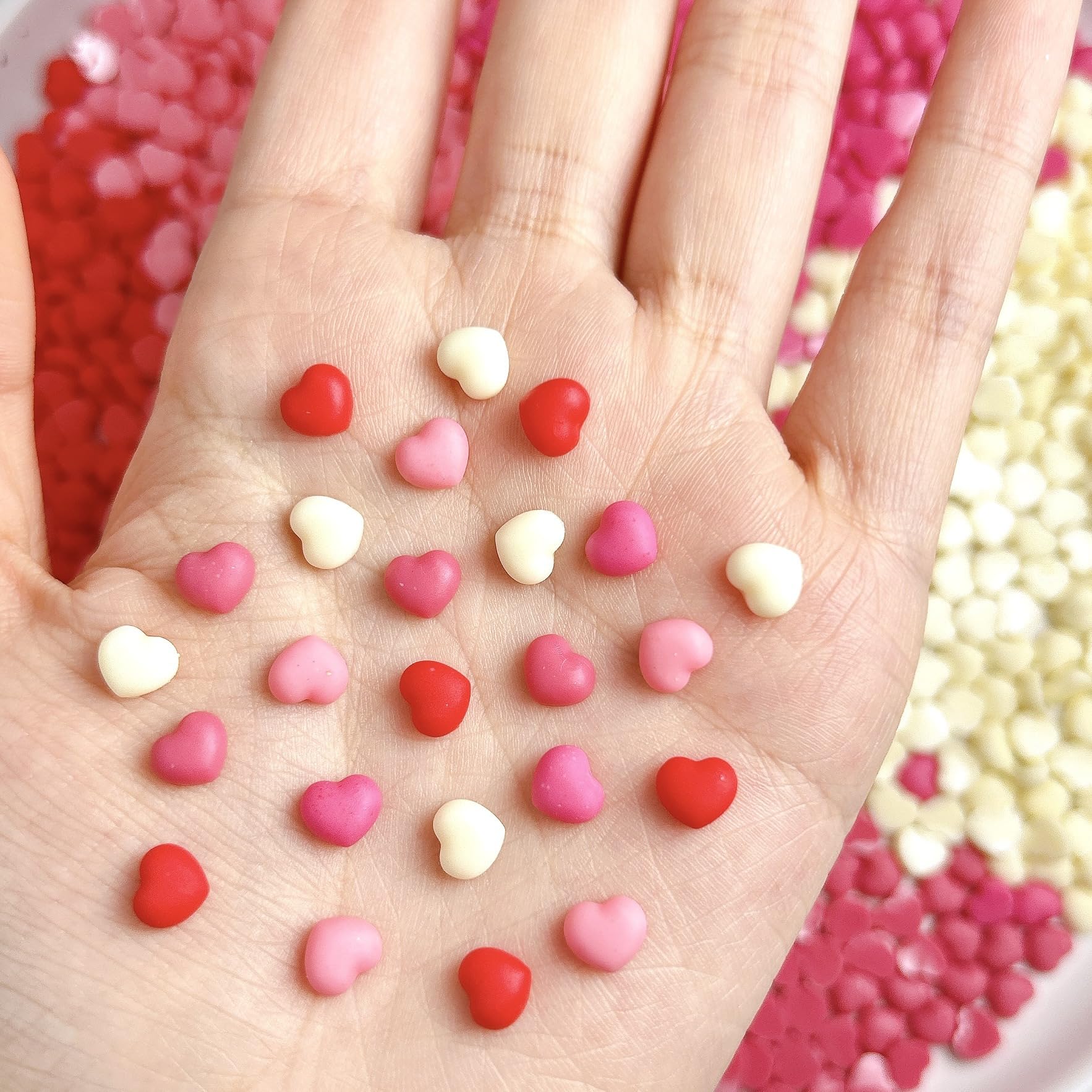 200PCS Valentines Heart Nail Rhinestones Charms Valentine Cute Heart Nail Gems D