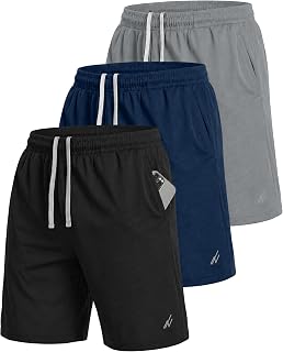 NY Threads 3 Pack Mens Quick Dry Lightweight Sports Shorts with Pockets