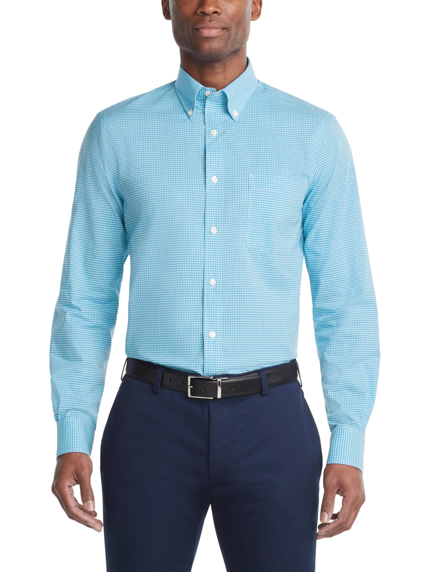 Tommy Hilfiger Men's Regular Fit Non Iron Gingham Dress Shirt - Amazon Exclusive
