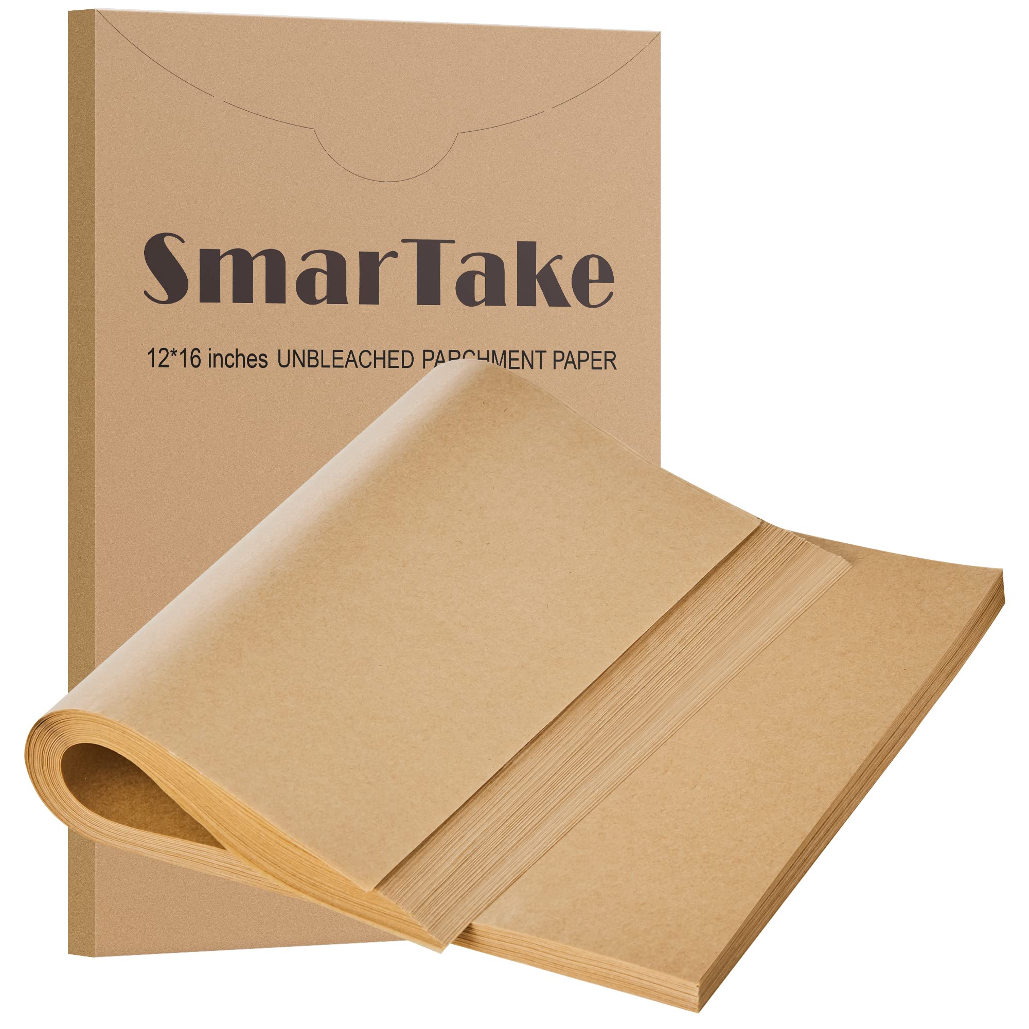 SMARTAKE 200 Pcs Parchment Paper Baking Sheets, 12x16 Inches, Non-Stick | Unblea