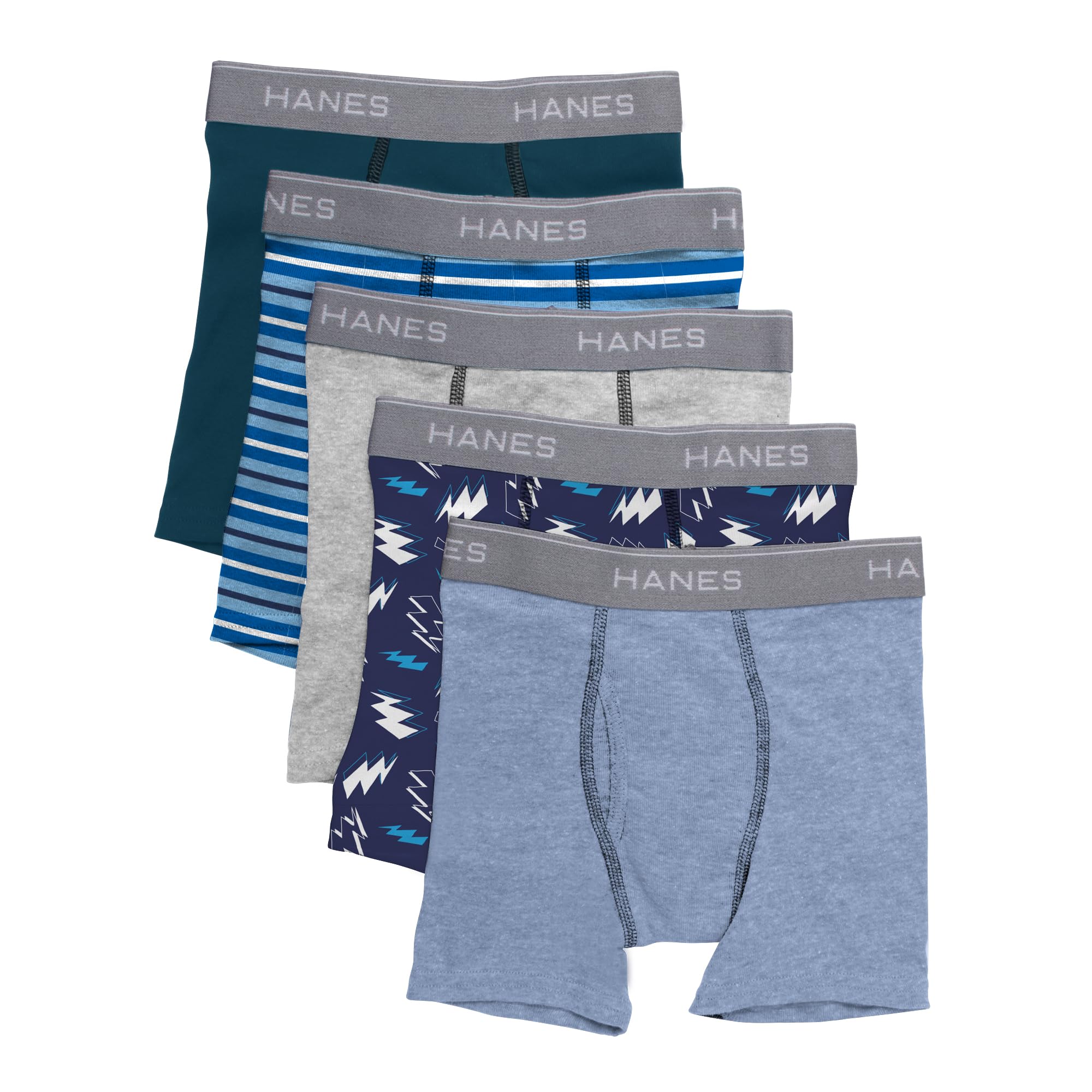 Hanes Boys 5 Pack Breathable Boxer Briefs, Assorted