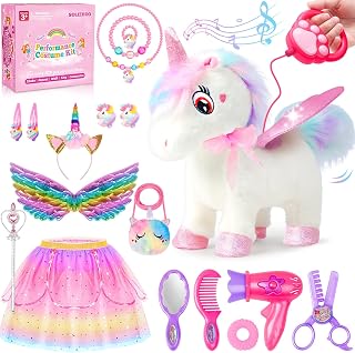 Unicorn Toys for Girls Age 4-6 Unicorns Gifts, Walking Talking Singing | Interactive Toy, Remote Control Plush Unicorn Pet Care Toy, SOLIEHOO Unicorn Dress up for Girls Kids 3 4 5 6 Years
