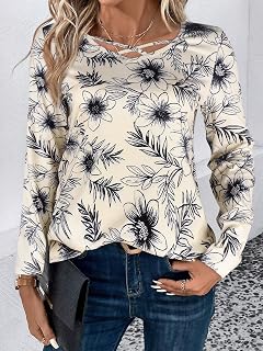 Long Sleeve Shirts for Women Casual Tops V-Neck T Shirt Clothes Trendy 2025
