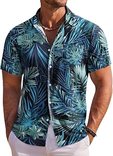 COOFANDY Hawaiian Shirt Men Summer Short Sleeve Shirts for Beach Vacation