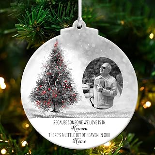 Personalized Memorial Christmas Ornaments with Photo - Custom Christmas Tree Decorations Xmas Gifts in Loving Memory Keepsake for Your Loved Ones (Design 3, Round)