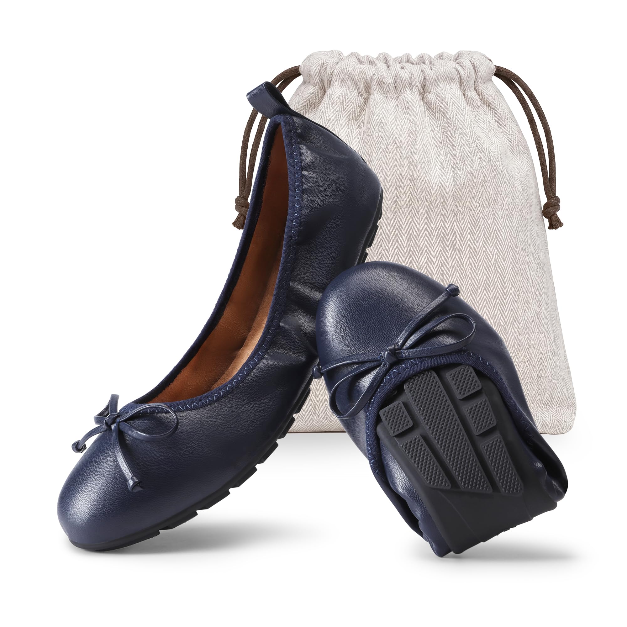 DREAM PAIRS Women's Foldable Bowknot Ballet Flats