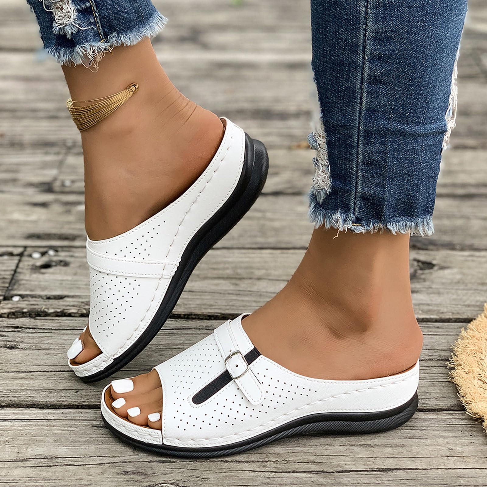 Women Wedge Sandals Slip On Elegant Summer Comfortable Slides Lightweight Memory