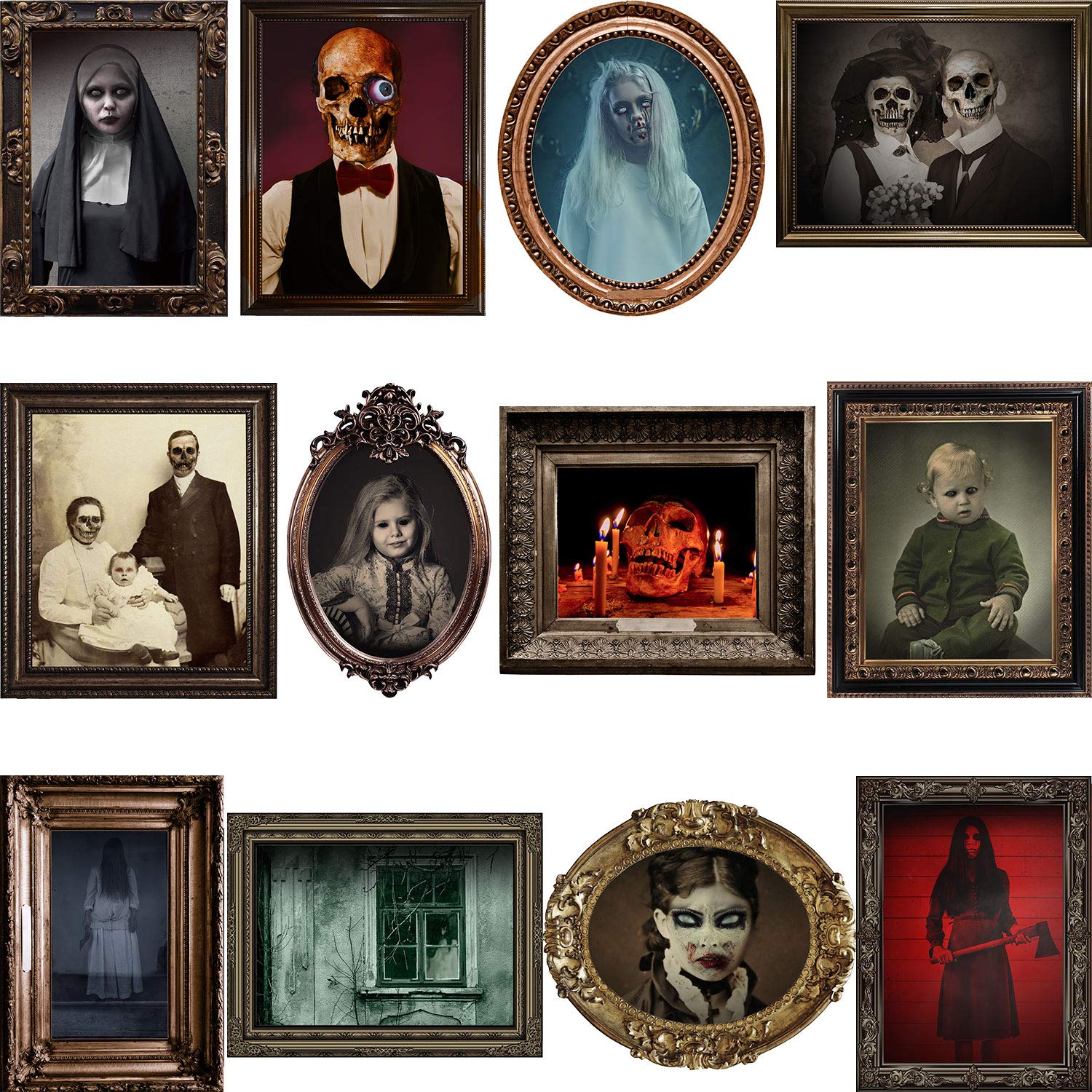 DUAIAI Halloween Decorations, 12 Pieces Laminated Halloween Gothic Decor Poster 