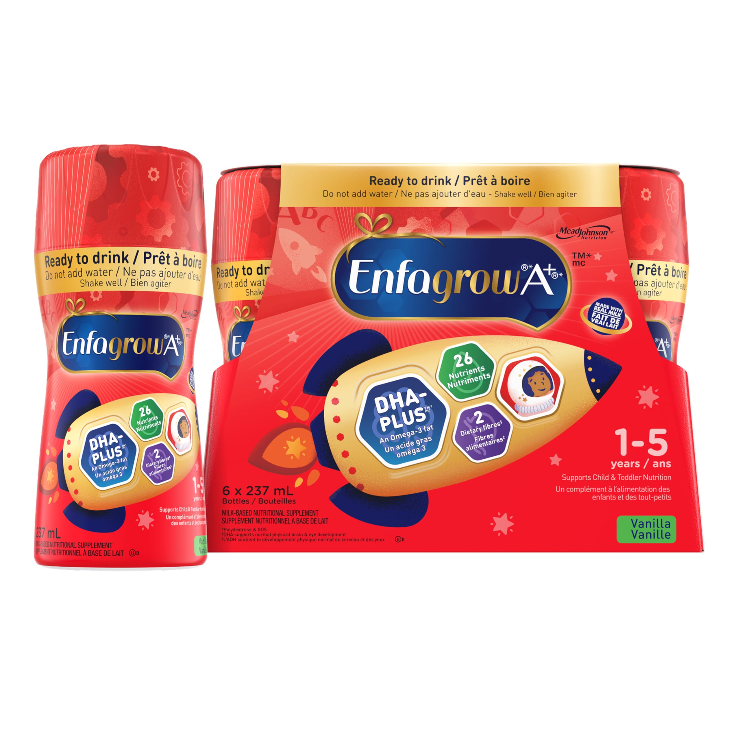 Enfagrow A+ Toddler Nutritional Drink, Vanilla Flavour, Ready to Drink Bottles, 