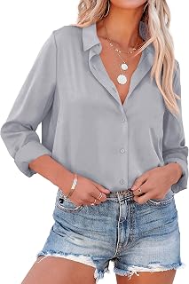 NONSAR Women's Elegant Long Sleeve High Collar Office Casual Blouse