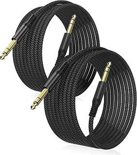 Elebase 6.35mm TRS Instrument Cable 3M 2Pack,1/4 Inch Male Guitar Cord 10FT | 6.3mm Jack Stereo Audio Music Lead,Quarter Inch Balanced Line for Electric Guitar,Bass,Keyboard,Mixer,Amp,Speaker,Equalizer