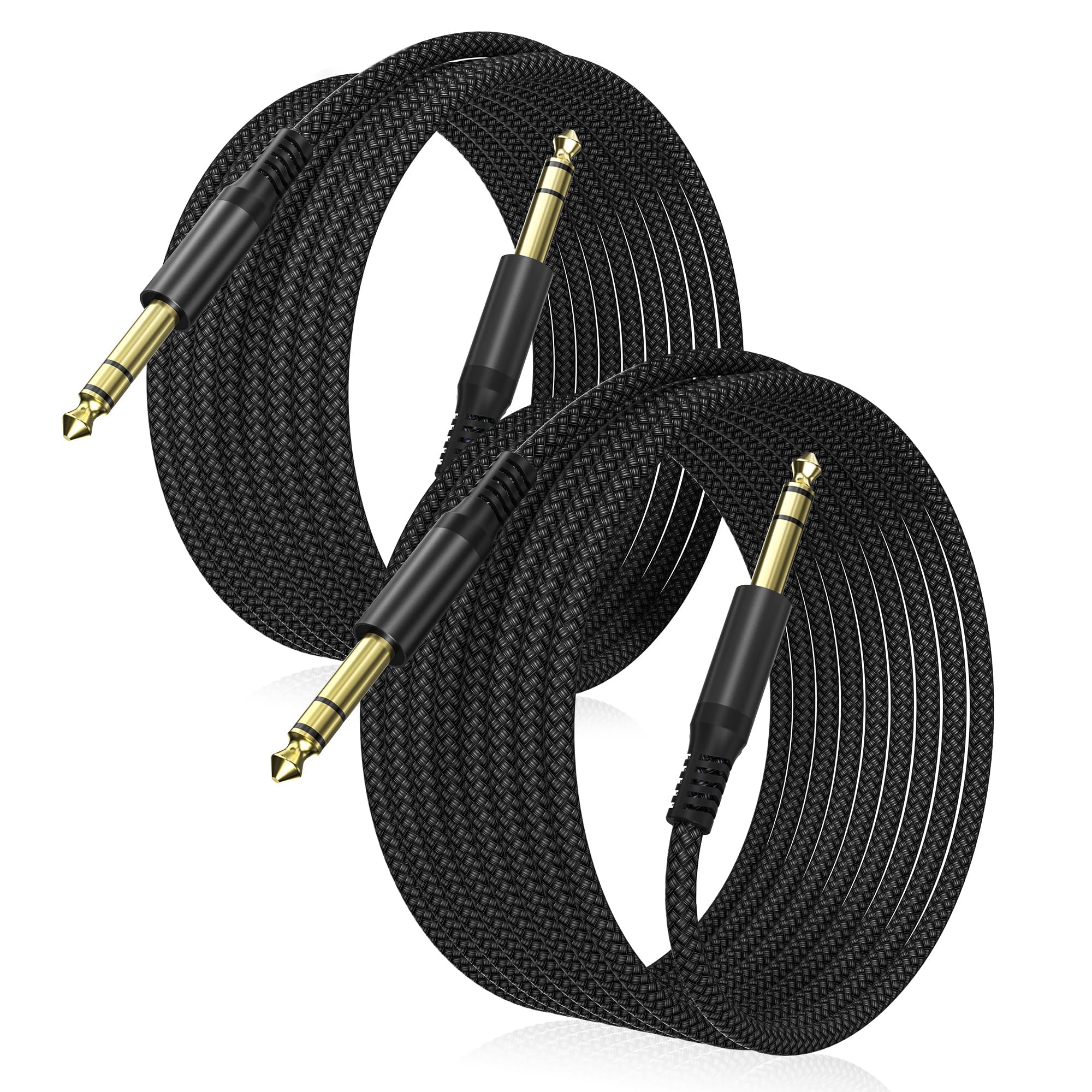 Elebase 6.35mm TRS Instrument Cable 3M 2Pack,1/4 Inch Male Guitar Cord 10FT | 6.