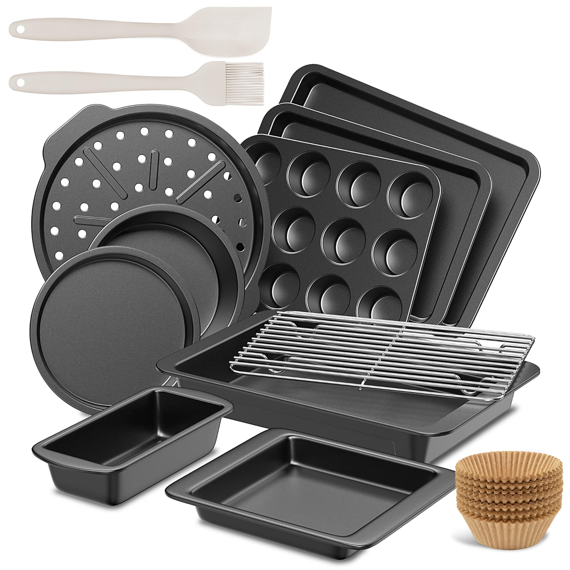 HONGBAKE Nonstick Bakeware Sets,12 Pieces Baking Pans Set, 10 Real Essential Ove
