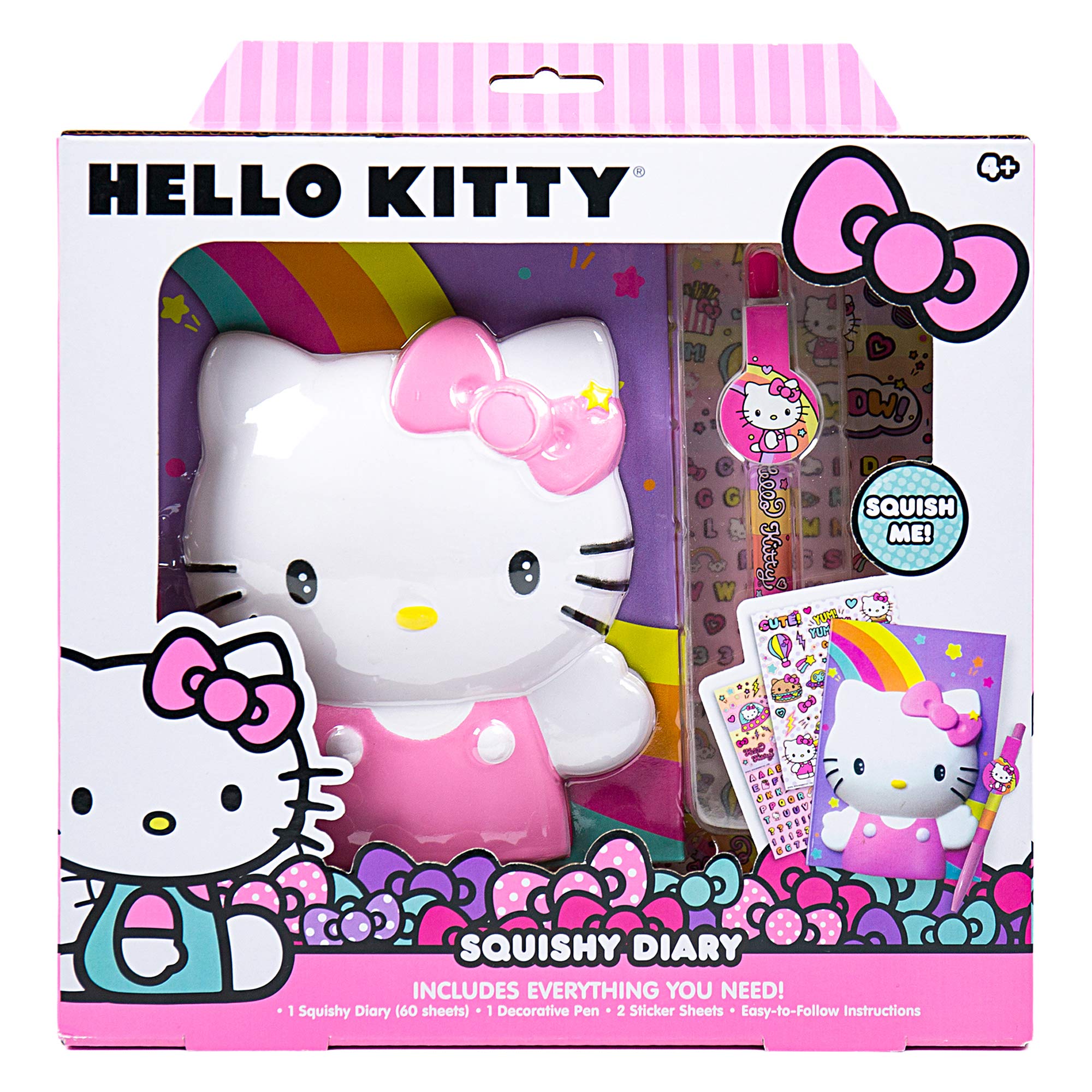 Hello Kitty Squishy Diary, 60 Page Hello Kitty Journal with Kawaii Stickers and 