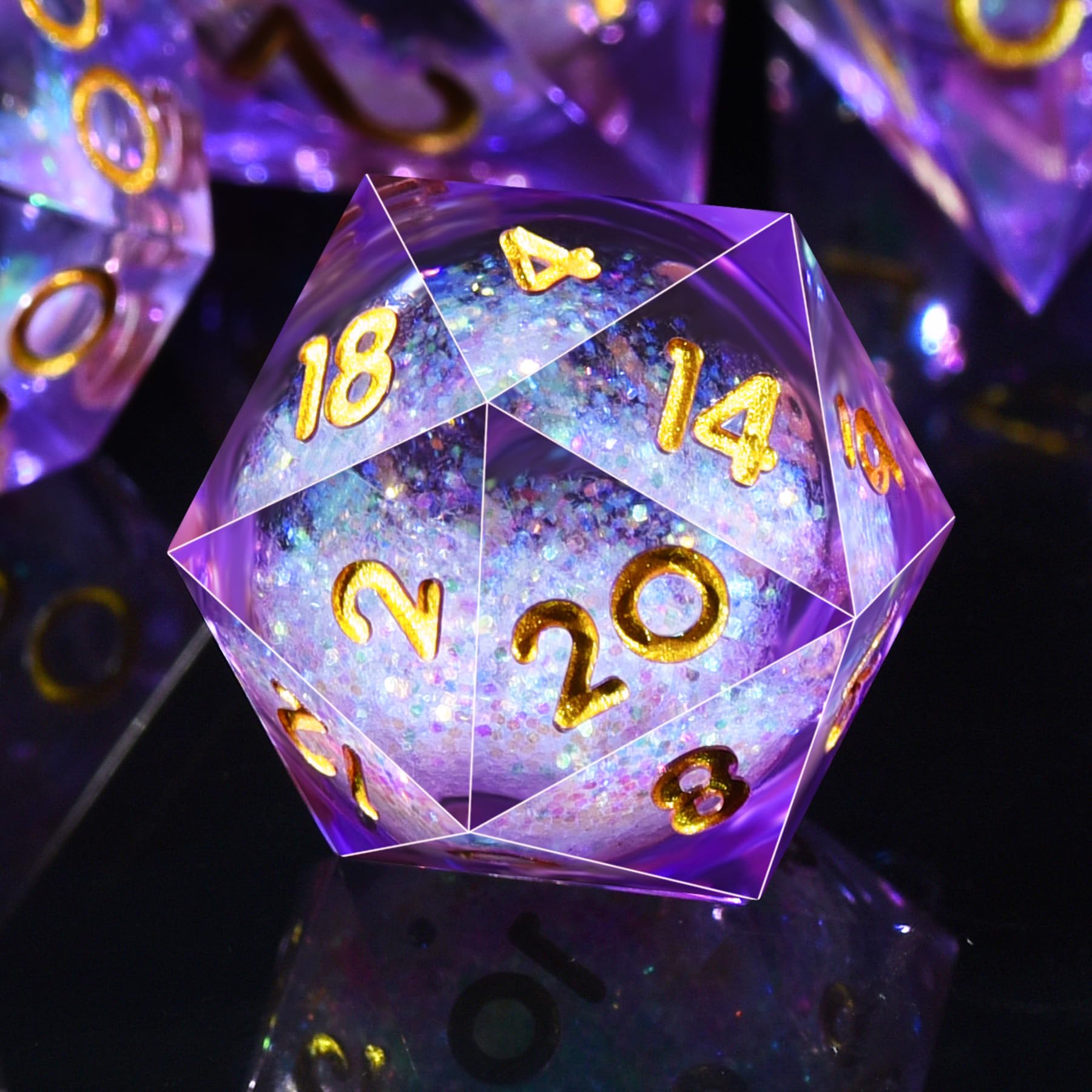 AUSTOR Liquid Core DND Dice Sharp Edge Polyhedral Dice 7-Die DND Dice Set | Quic