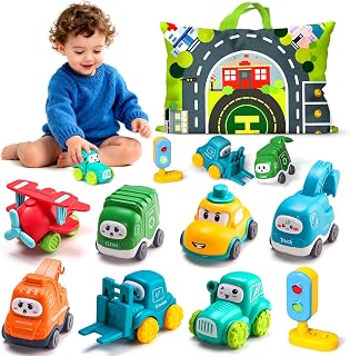 ALASOU Cranes Car Toys for 1 Year Old Boy Gifts with Playmat/Storage Bag | 8 PCS Vehicles for Baby Boy Gifts,1st Birthday Gift for Toddler Boy Toys 1-2,1 Year Old Toys for Infant 12 18 Months