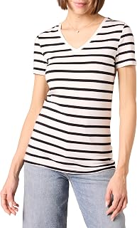 Amazon Essentials Damen T-Shirt Regular Fit mit kurzen Ärmeln und V-Ausschnitt, Multi-Packs
