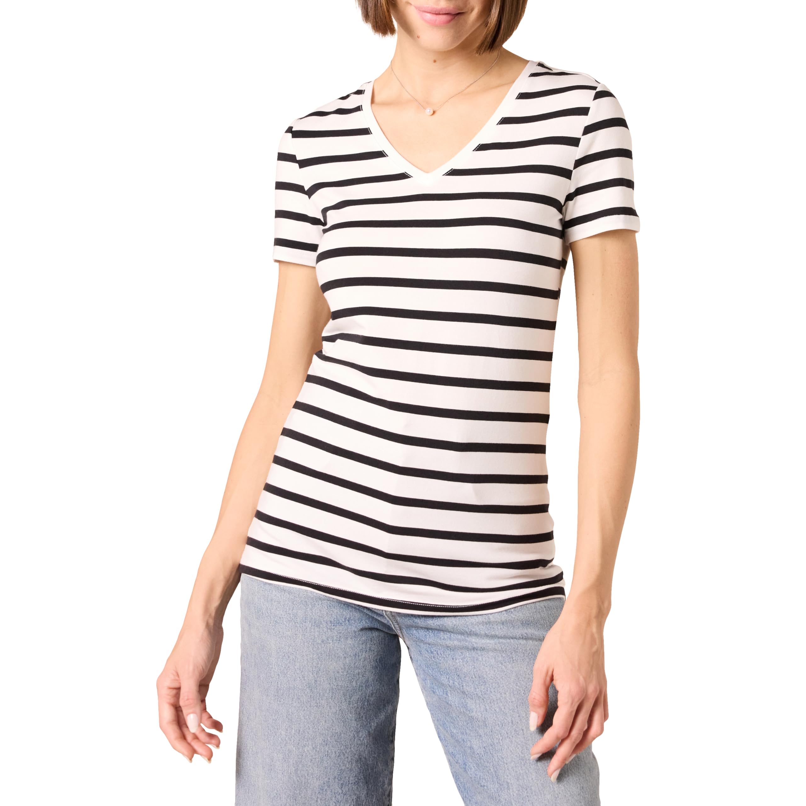 Amazon Essentials Damen T-Shirt Regular Fit mit kurzen Ärmeln und V-Ausschnitt, 