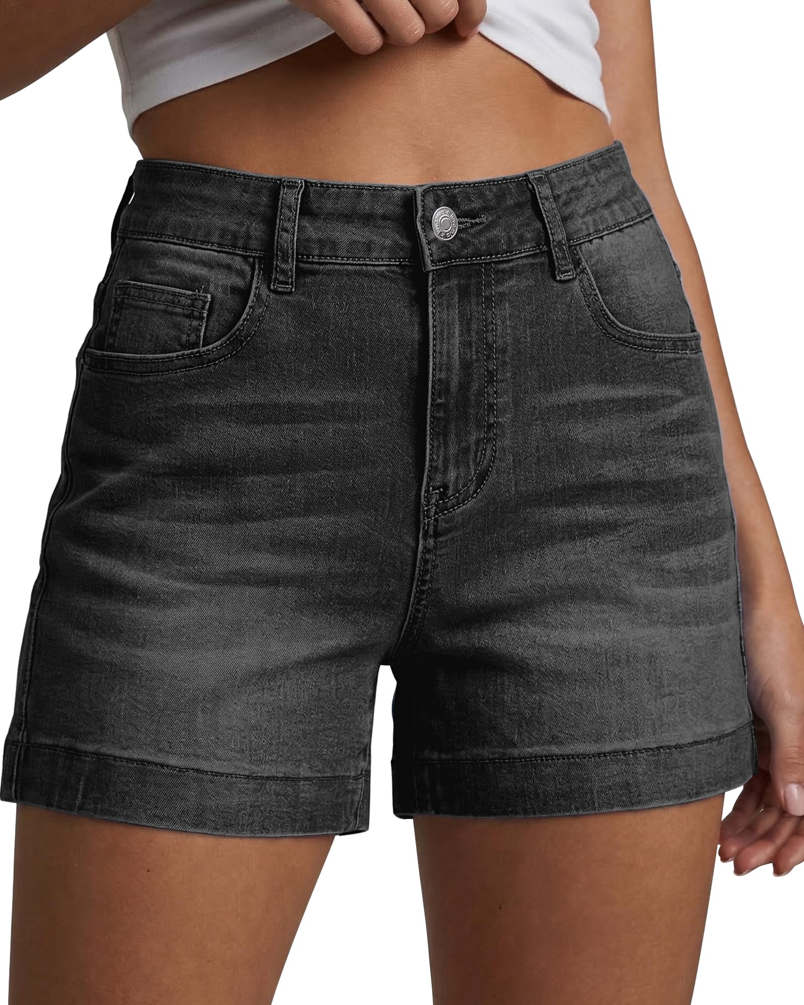 luvamia Jean Shorts for Women High Waist Stretch Jorts Summer Denim Shorts